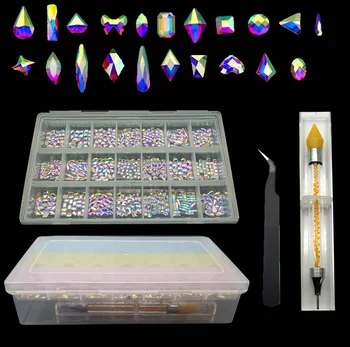 Karstā Pārdošanas Multi Formas Stikla Kristāli, Akmeņi, Dekorācijas, Dizaina Flatback Nail Art Rhinestones 3D Nails Amatniecības