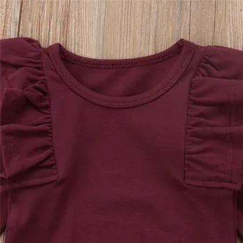 Karstā Pārdošanas Pavasara Rudens Bērniem, Baby Meitenes Ruffles T-Krekls Topi Bodysuit Ziedu Mini Svārki, Galvas 3pcs Tērpiem Komplekts 0-24M