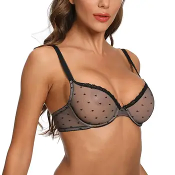 Karstā Pārdošanas ultra plānas, lielas krūtis izmēra apakšveļu-krūšturis sievietēm underwire caurspīdīga sieta unpadded sexy krūšturi, ak mums, es sa izmēra