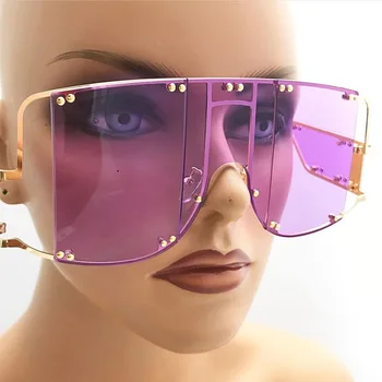 Karstā Super Star Luxury Lielgabarīta Saulesbrilles Sieviešu Zīmols Elegantām Dāmām, Saules Brilles Slavenību Sievietes Violeta Briļļu Toņos UV400