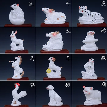 Keramikas pusguļus vērša zodiaka zīmēm, lai piesaistītu bagātību feng shui žurkām, tīģeris, trusis, pūķis, čūska, zirgs, aitas, pērtiķis, gailis, suns