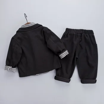 Kid Baby Zēnu Drēbes Mētelis Pleds Krekls, Uzvalks Apģērbu Komplekti 3PCS Zīdainis, Mazulis Oficiāli Black Set Zēni 1 2 3 4 Gadiem
