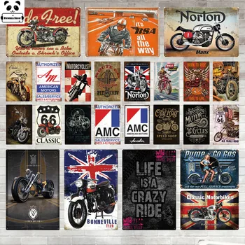 Klasisks Motocikls Route 66 Metāla Parakstīt Plakātu Retro Plāksne Sienas Mākslas Glezniecības Plāksne, Pub, Bārs, Garāža Dekoru Vintage Skārda Zīme