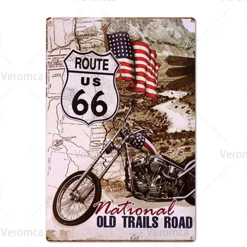Klasisks Motocikls Route 66 Metāla Parakstīt Plakātu Retro Plāksne Sienas Mākslas Glezniecības Plāksne, Pub, Bārs, Garāža Dekoru Vintage Skārda Zīme
