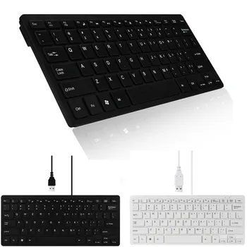 Klaviatūras Spēļu Balts Super Slim USB 2.0 Mini Multimediju Vadu Tastatūru 78 Atslēgas Notebook PC