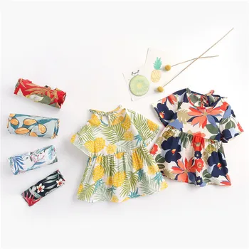 Kokvilnas Baby girl dress Vasaras Elpojoša auduma krāsu lapas Kleitu, Bērnu drēbītes, Dzimšanas dienas svinības Apģērbu 6 Mēneši-4 Gadi