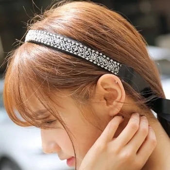 Korejiešu jaunā stila Elegants dāsna Spīdīgas Kristāla Bowknot Groži Hairbands, Lai meitene Headwrap Matu Aksesuāri