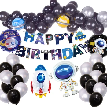 Kosmosā Dzimšanas dienas svinības Apdare Zemes Kosmosa Ballon Vainags Zēniem Pirmās Dzimšanas dienas Visuma Puse Balonu arku Komplekts