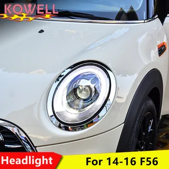 KOWELL Auto Stils Mini F56 cooper lukturi, Lai F56 LED lukturi Angel eye led dienas gaitas lukturi sānu gaismas, Bi-Xenon Lēcu ksenona HID