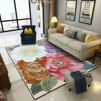 Krāsains 3D Ziedi Iespiesti Dzīvojamā Istaba, plaša Teritorija Paklāji Dīvāns Kafijas Galda, Balkons, Grīdas Paklājs, Guļamistabas Gultas neslīdoša Paklāji