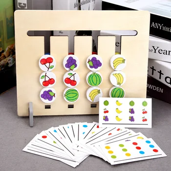 Krāsas un Augļi Double Sided atbilstošo Spēli Loģiskās domāšanas Apmācība Bērniem, Koka Montessori Agrīnās Mācīšanās Izglītības Rotaļlietas