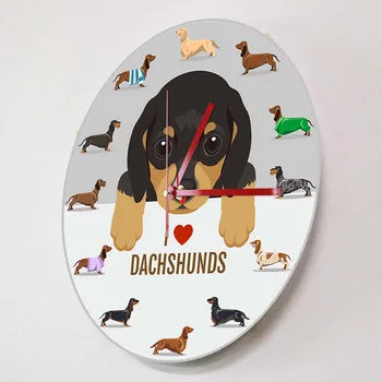 Kucēniem Dachshund Sienas Pulkstenis Mūsdienu Multfilmu Dizaina Desu Sunim Klusums Nes Sienas Skatīties Suns Mājdzīvnieku Īpašniekiem Doxie Mākslas Mājas Apdare