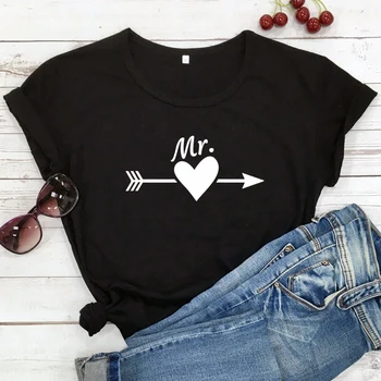 Kungs Un Kundze Sirds Bultiņas T-krekls Gudrs Sievietēm, kas Valentīna Matching Pāris Tee Krekls Top Smieklīgi Unisex Valentīna Diena Dāvanu Tshirt