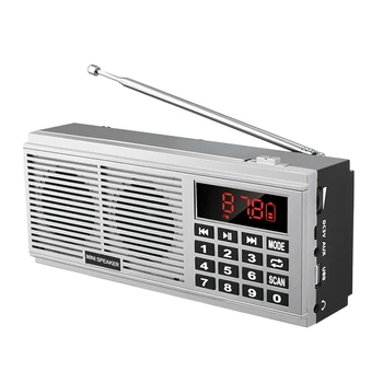 L-518 Digitālais MP3 Mūzikas Atskaņotājs, Skaļrunis Mini Portatīvie Mini Auto Scan FM AM, MW Radio Uztvērējs(Sudraba)