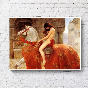 Lady Godiva John Collie Pliks Sieviete Kanvas Glezna Plakāti un Izdrukas Skandināvijas Sienas Pop Art Attēlu for dzīvojamā Istaba Dekori