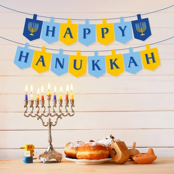 Laimīgs Hanukkah Puse Rotājumi, Sienas Karājas Baneri Hanuka Puses Dod Priekšroku, Hanukkah Karājas Stērste Grupa Krājumi