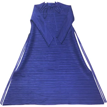 LANMREM Pavasara New Augstas Kvalitātes Sieviešu Kleitas Kroku Vintage Elatic Stand Apkakli, garām Piedurknēm Salocīts Apģērbu Ar Jostu WH678