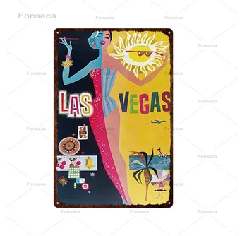 Las Vegas Florida Pilsētas Ielu Skārda Zīme Retro Mājās, Dekoratīvie Metāla zīmju Pub Bārs Apdares Plāksnes Sienu Mākslas Dzelzs Krāsošana 20x30cm