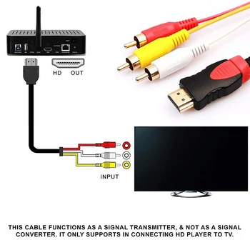 LCD HDMI-saderīgam Vīrietis Uz 3 RCA AV Component Video Audio Converter Adaptera Kabeli HDTV Ciparu Signāla Raidītājs 3RCA Vīrietis