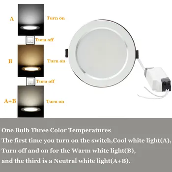 LED Downlight 3W 5W 7W 9W 12W 15W 18W Apaļš Padziļinājums, Lampas 85-265V Atdzist+Neitrāla+Warm White Led Spuldzīti Iekštelpu LED Vietas Apgaismojums