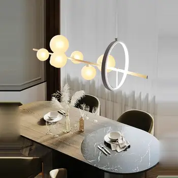 LED Postmodernisma Zelta Black White Lustras Apgaismojums Apturēšanu Gaismeklis Lampen Par Dinning Room