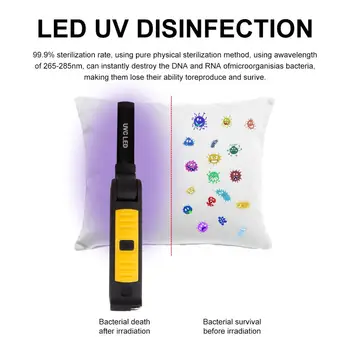 LED UV Sterilizer Indikators Akumulatora Uzlādes Portatīvo Magnēts, Āķis, Baktericīda UVC Dezinfekcijas Sterilizer Nogalināt Gaismas Lukturīti