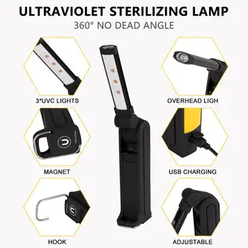 LED UV Sterilizer Indikators Akumulatora Uzlādes Portatīvo Magnēts, Āķis, Baktericīda UVC Dezinfekcijas Sterilizer Nogalināt Gaismas Lukturīti