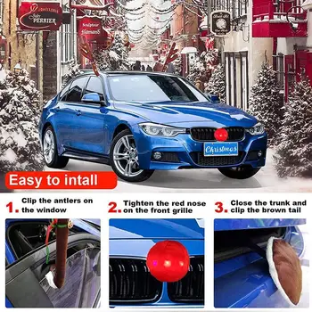 LED Ziemassvētku Automašīnu Briežu Raga Dekorēšana, Auto Dekorēšana Fit Degunu Visiem Apdare, Ziemeļbriežu Un Veidu Asti Auto Raga G6Q0