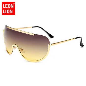 LeonLion ir 2021. viengabala Lielas Saulesbrilles Sieviešu Klasisko Apaļo Saules Brilles Metāla Candy Krāsas Āra Brilles Brīvdienu Vadītāja
