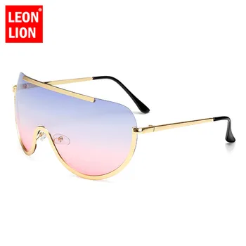 LeonLion ir 2021. viengabala Lielas Saulesbrilles Sieviešu Klasisko Apaļo Saules Brilles Metāla Candy Krāsas Āra Brilles Brīvdienu Vadītāja