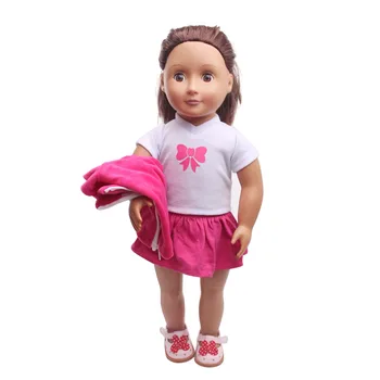 Leļļu apģērbs Rose sarkans uzvalks 3 gab Mētelis T-krekls + svārki rotaļlietas piederumi fit 18 collu Meitene lelle un 43 cm bērnu lelles c385