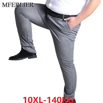 Liela izmēra big 7XL 8XL 9XL uzvalku bikses vīriešu vienkāršu uzvalku bikses rudens zilā 10XL formālu uzvalku bikses elastību Taisnas Bikses 54