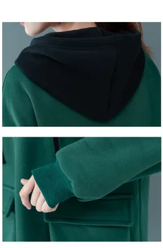 Liela izmēra Sieviešu Tops pelēkā vārna Rudens Ziemas korejas modes apģērbu ar garām piedurknēm Biezs Džemperis sievietēm Kapuci Zaudēt silts mētelis 4XL
