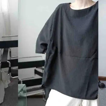 Lielajam T-krekls tumši melna korejas Harajuku zaudēt bat piedurknēm T-krekls vasaras vīriešu īsām piedurknēm Yamamoto stila BF