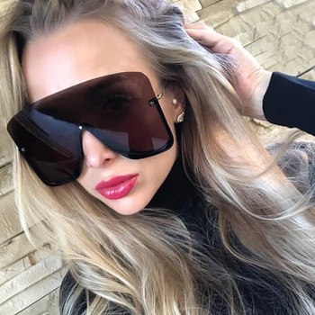 Lielgabarīta viens gabals saulesbrilles sieviešu 2020 jaunu luksusa zīmolu, saules brilles vīriešu pusi sakausējuma rāmis big briļļu sieviešu star toņos
