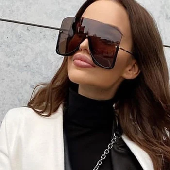 Lielgabarīta viens gabals saulesbrilles sieviešu 2020 jaunu luksusa zīmolu, saules brilles vīriešu pusi sakausējuma rāmis big briļļu sieviešu star toņos