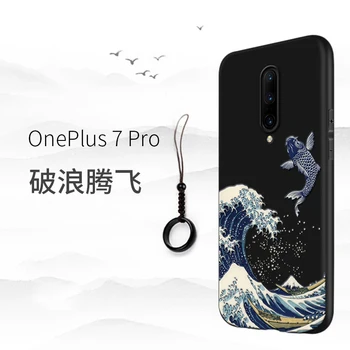 Liels Izkalt Phone gadījumā Oneplus 8 Pro 7 Pro 7T Pro segtu kanaga vas Viļņi Karpas Celtņi 3D Milzu atvieglojumu gadījumā oneplus 6T 6
