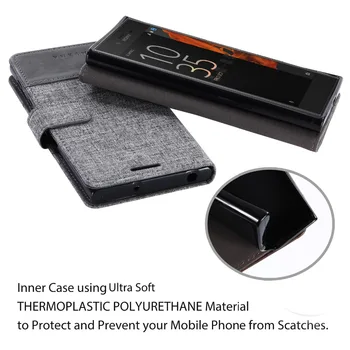 Lieta Sony Xperia XZ Premium PU ādas+Auduma Biznesa Stils 