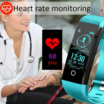 LIGE Smart Wath Sporta Smart Aproce asinsspiediens, Sirdsdarbības Monitoringa Pedometrs Informācijas Zvanu Atgādinājumu, Fitnesa Skatīties Vīrieši