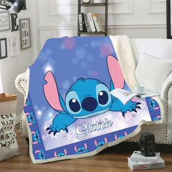 Lilo & Stitch 3D Iespiesti Sherpa Disney Segu Thows Dīvāna Segu Segtu Ceļa Gultas piederumi Plīša Mest Vilnas Sega, gultas Pārklājs