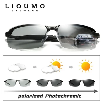 LIOUMO Dizaina Laukumā Saulesbrilles Vīriešiem, Sievietēm Polarizētās Braukšanas Brilles Photochromic Hameleonu Briļļu Lēcas lentes sol hombre
