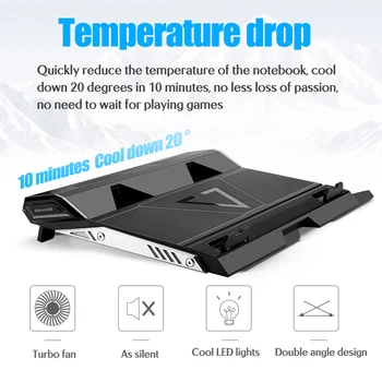 LLANO Laptop Cooler 2 USB Porti, Divi Dzesēšanas Ventilatoru Bāzi Notebook Cooler Stand atbalsta 15.6/17.3 Collu Klēpjdators Dzesēšanas Spilventiņu Piederumi