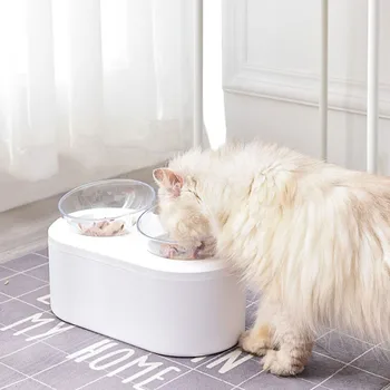 Lolojumdzīvnieku barības bļoda Kaķu Bļodas, Dzeramā Ūdens Pet Suns Bļoda Ar paceltām Stāv Augstākā Kvalitāte Double bowl Kaķis suņa bļodas pārtikas