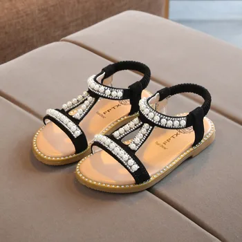 LONSANT bērniem Meiteņu Vasaras Sandales Bērnu Pērle Kristāla Princese Kurpes modes Toddler Bērni augstas kvalitātes boutique Romiešu Sandales jaunas