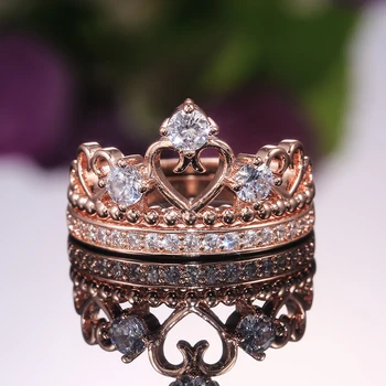 Loredana Modes izsmalcinātu rotaslietas gredzeni sievietēm.Kronis cēlā Karaliene Papildu Zircon Kāzu priekšlikuma, divus-in-one gredzens