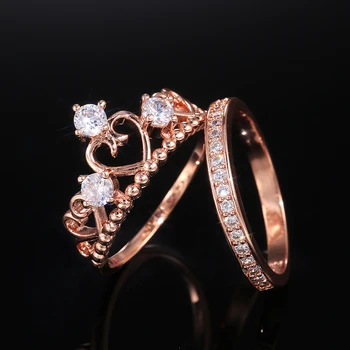 Loredana Modes izsmalcinātu rotaslietas gredzeni sievietēm.Kronis cēlā Karaliene Papildu Zircon Kāzu priekšlikuma, divus-in-one gredzens