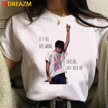 Louis Tomlinson T Krekls Sievietēm Kawaii Karikatūra Garām Jums Smiley Sejas Grafikas Tees Vienā Virzienā Hip Hop Topi Unisex T-krekls Sieviešu