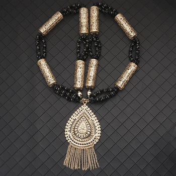 Luksusa Alžīrija Moderns Pērles Kaklarota Zelta Ķēdes Ūdens Piliens Pušķi Kulons Kāzu Caftan Plecu Krūtīs Rotaslietas
