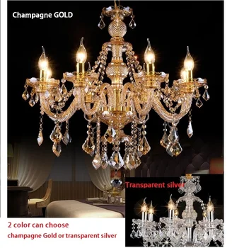 Luksusa top kristāls k9 modes champagne gold/caurspīdīgs skaidrs, sveces kristāla kulons gaismas kristāla lampu luksusa kristāla lampas