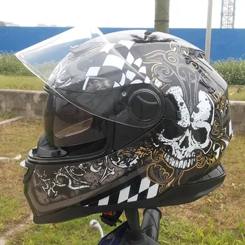 Līdz. jaunu full-face ķiveres dubultā objektīva ķivere motocikla ķivere satriecošu krāsu galvaskausa bezmaksas piegāde